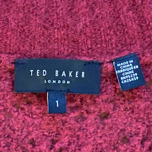 Ted Baker Red V-Neck Sweater - Size 4 US / 1 UK - Picture 5 of 15